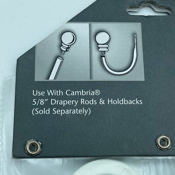 Cambria Finials Satin White End Curtain Rods Hold Backs - Picture 5 of 5